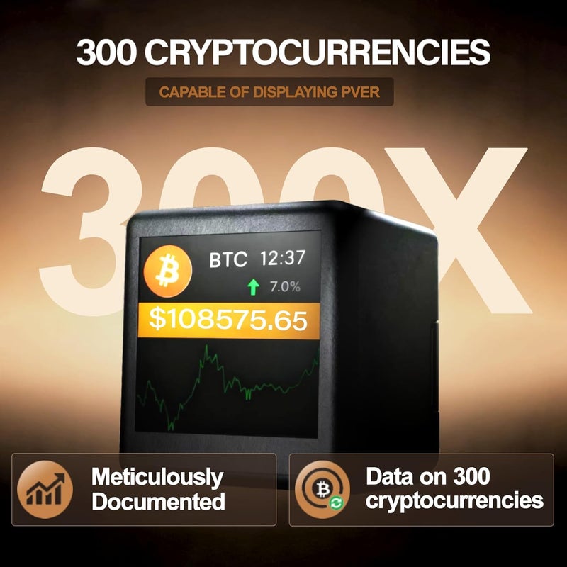 Zelmor Bitcoin Price Ticker for Desk – Real-Time Crypto Display for Office, Home & Bitcoin Lovers, Uses Wi-Fi, 1.54" Diagonal Black - Image 4